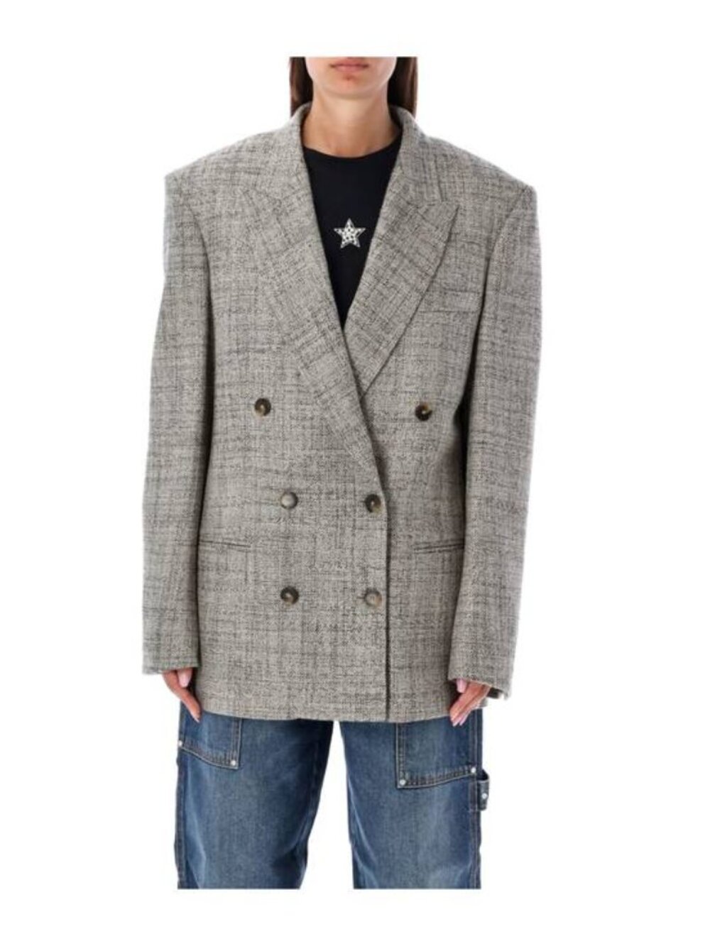 NEW STELLA McCARTNEY Double Breasted Wool Blazer Beige 6
